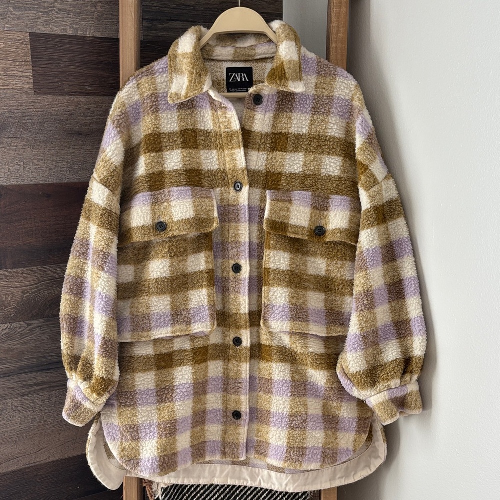 Zara Plaid Button Down Jacket